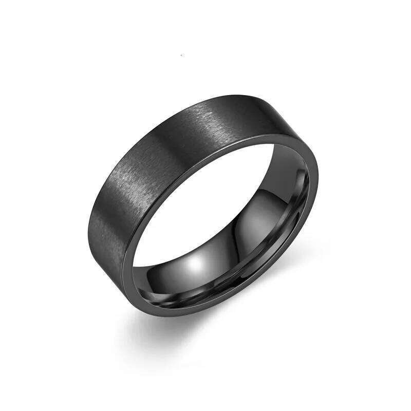 6MM Matte Simple Stainless Rings Frosting Gold Black Color Titanium Steel Ring Women Men Wedding Band Jewelry For Gift XJ260127