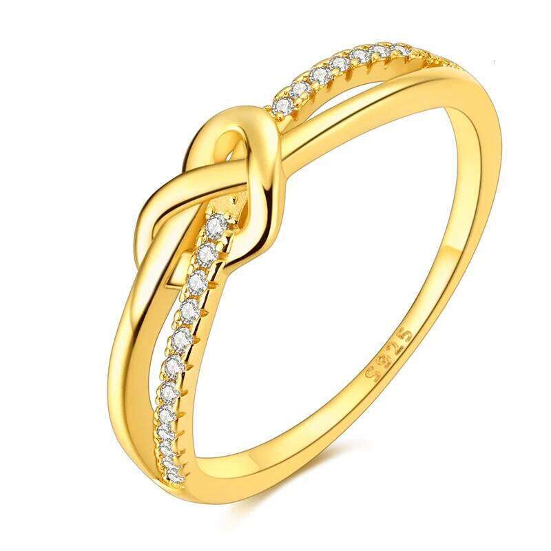 S925 Sterling Silver Golden Love Knot for Women Finger Ring Personality Jewelry Party Trendy Gifts XJ260127