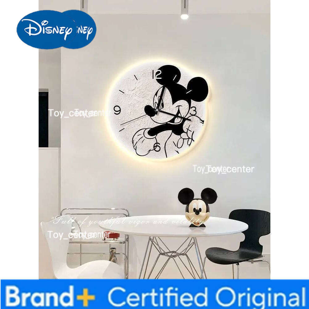Disney Nordic Home Living Dining Room Decor Fashion Cartoon Mickey Wall Watch Creative Luminous Digital Clock Painting H260128