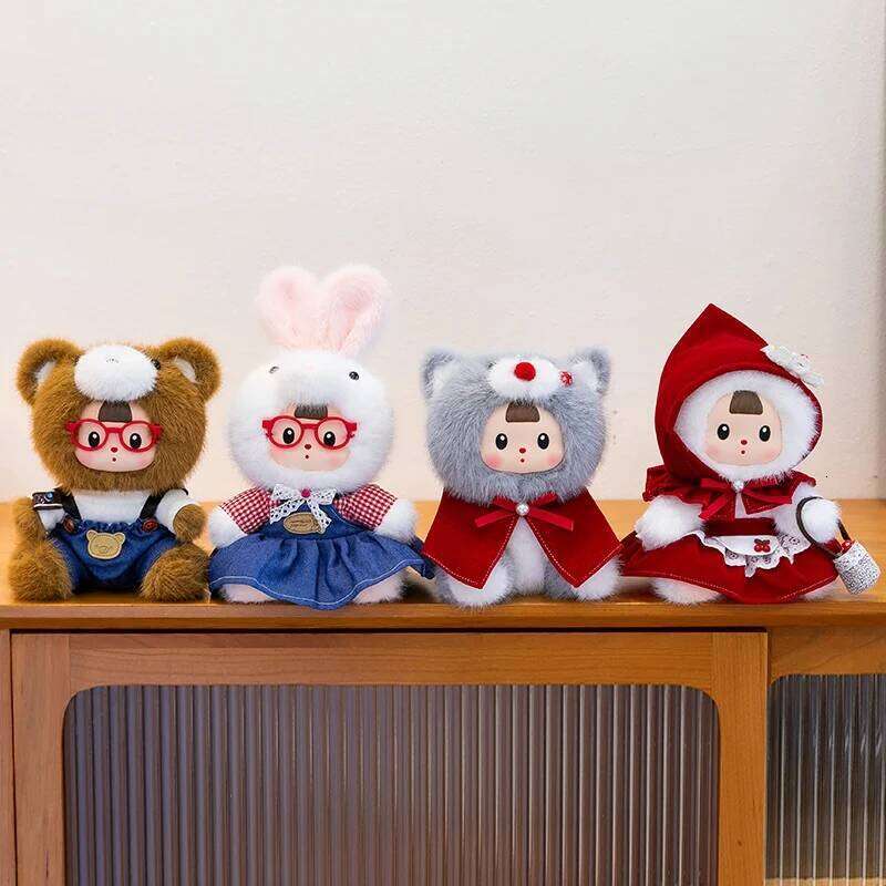 Kawaii Animals Vinyl Face Plush Animal Toys Pendant The Wolf Little Red Riding Hood Gift for Kids Hang Bag Valentine's Day Y260128