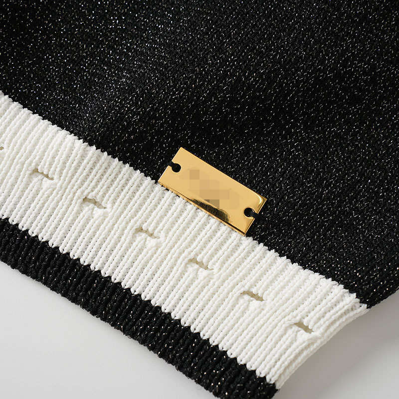 2026 designer high-end style sleeveless knitted vest shiny vest short inner hollow top