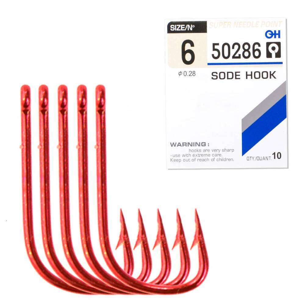 FISH KING 10-50pcs SODE Fishhooks High Carbon Steel Carp Hooks Ringed Barbed Single Hook With Eye For Fishing Z260128