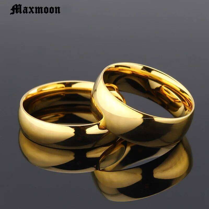 Maxmoon Titanium Simple Wedding stainless steel Rings for Man or Woman Christmas Gift XJ260127