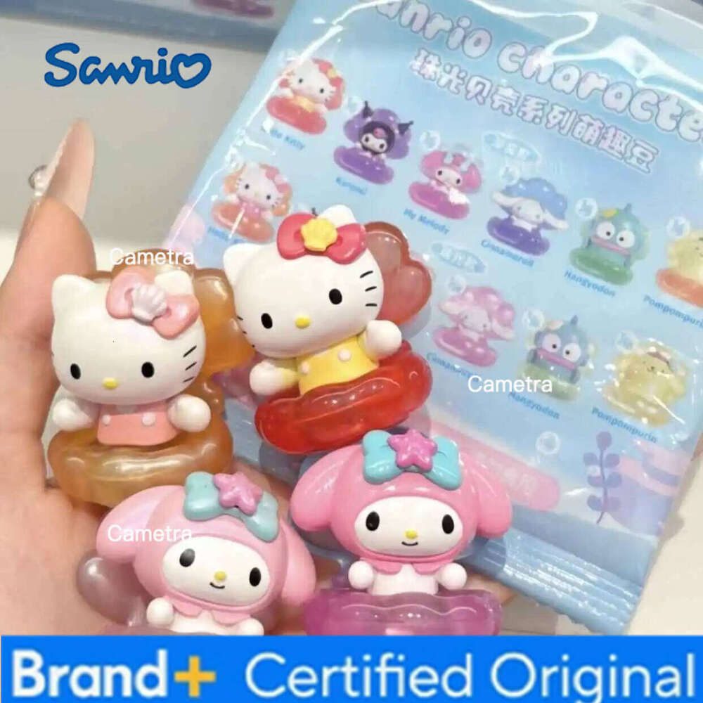 Sanrio Characters Pearl Shell Series Mini Blind Box Anime Doll Kitty Kuromi Cinnamoroll Trendy Play Ornament Children Gifts H260128