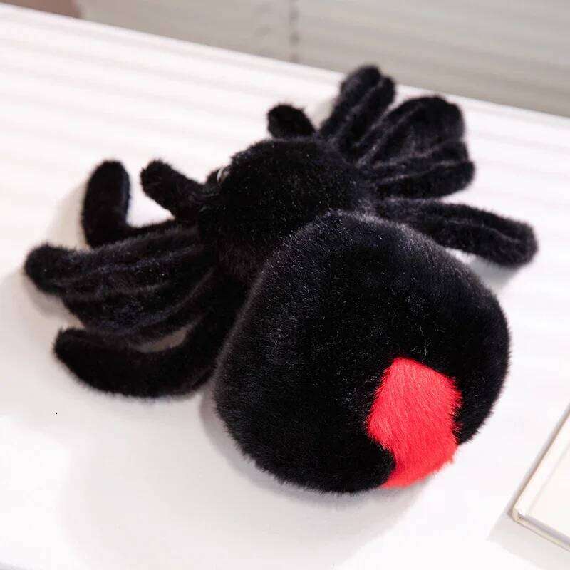 Simulation Animals Realistic Black Plush Toy Soft Stuffed Animal Cartoon Little Spider Plushies Doll for Kids Xmas Gift Y260128