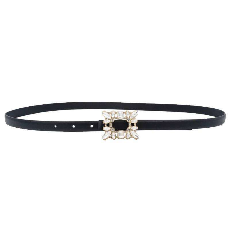 Diamond top layer cowhide genuine leather women, 1.5cm thin belt paired with high-end accessories for suits X260128