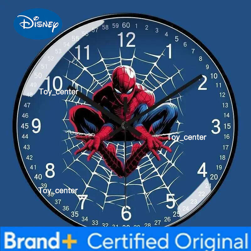 Disney Marvel The Avengers Spiderman Peripheral Movies Cartoon Simple Round Silent Travel Time Living Room Clock Wall Decoration H260128