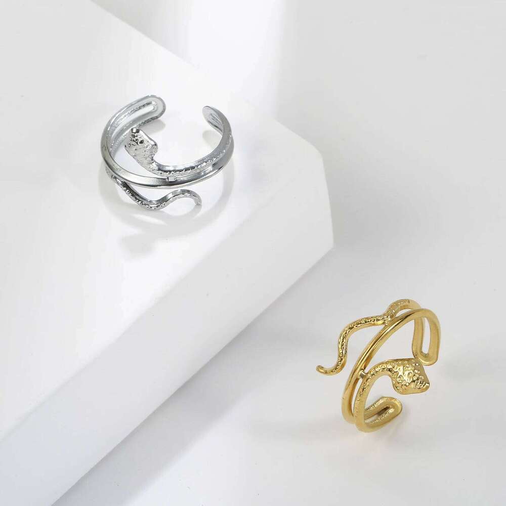 Skyrim Stainless Steel Snake for Women Men Gold Color Finger Rings Punk Serpent Animal Party Jewelry Gift Wholesale XJ260127