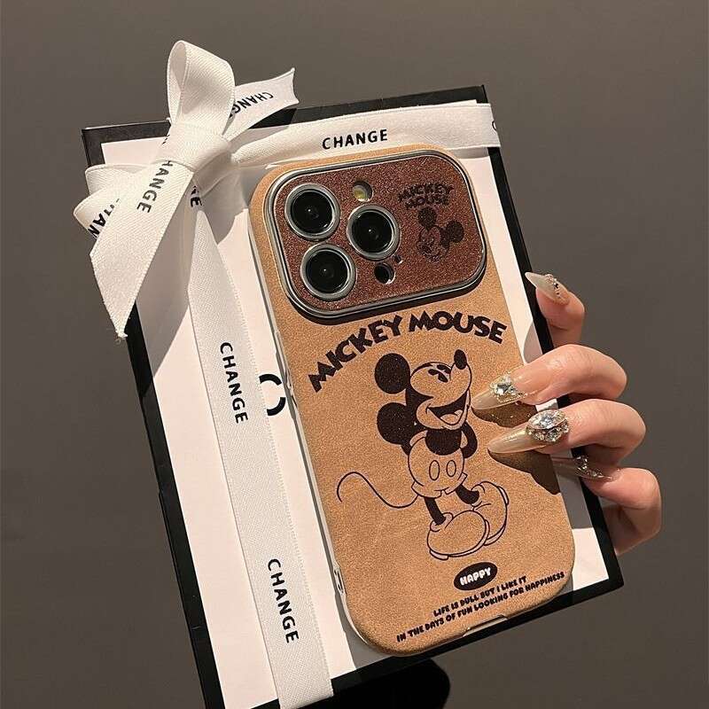 Cartoon Mickey Fleece Leather Compatible with Apple 16 Phone iPhone 15 Protective Cover 14/13 Full Coverage 12 Soft Case S260128