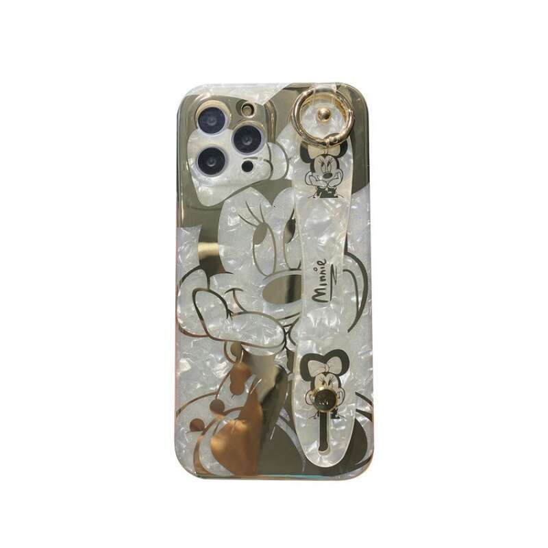Cartoon Compatible iPhone 16 Max Phone Case Apple 12/13 Glitter 15 Gold Stamping Shell Wrist Strap 14 Pro S260128