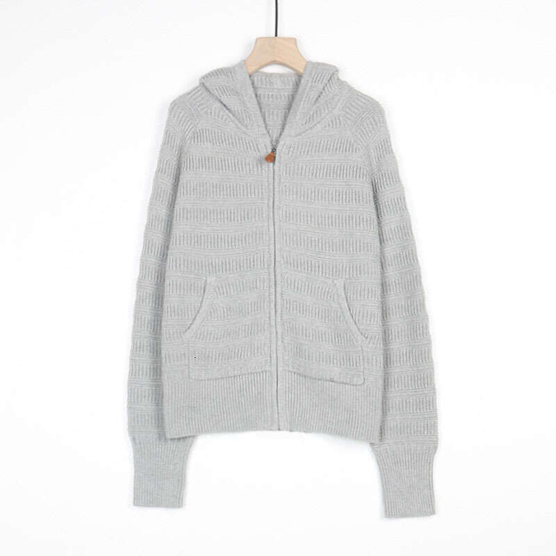 2026 Autumn/Winter Home Cotton Cashmere 3D Texture Double Head Zipper Hoodie Multi functional Thick Knitted Sweater