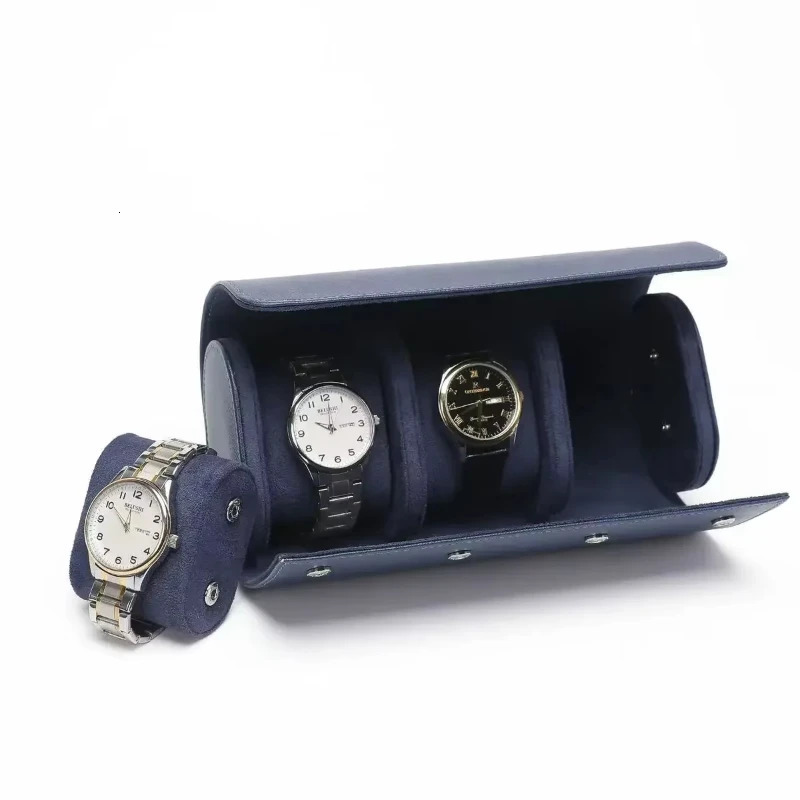 Black Gery Blue Green Leather Watch Storage Box 3 Watche Roll Travel Bag 2 slots Brown Portable Vintage Display Case 260127