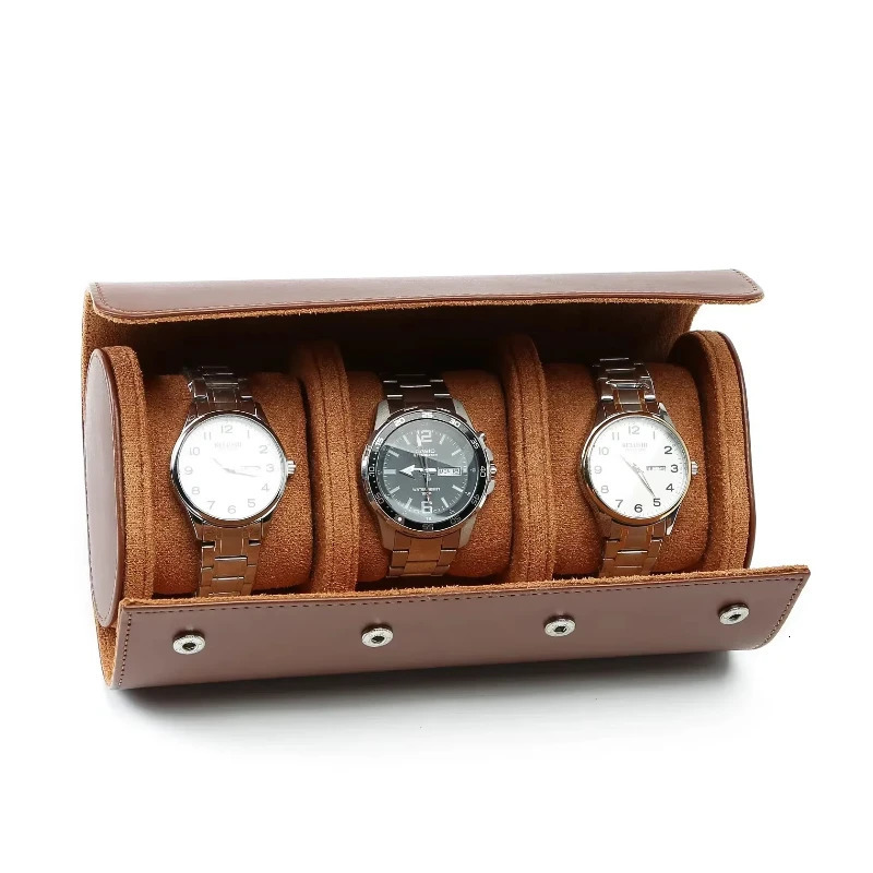 Black Gery Blue Green Leather Watch Storage Box 3 Watche Roll Travel Bag 2 slots Brown Portable Vintage Display Case 260127