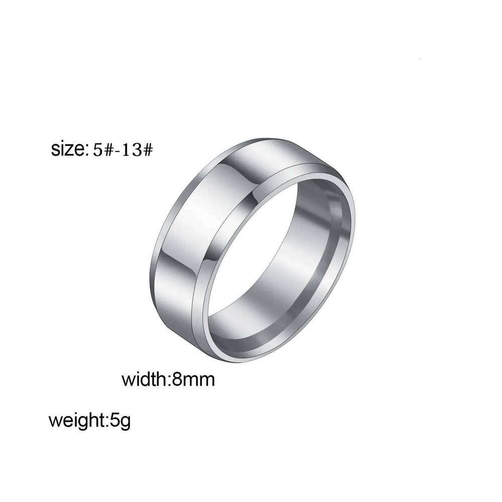 Kissmoon 8mm Width Fashion Simple Classic Stainless Steel Wedding Couple Rings For Women Men Anniversary Festival Jewelry Gifts XJ260127