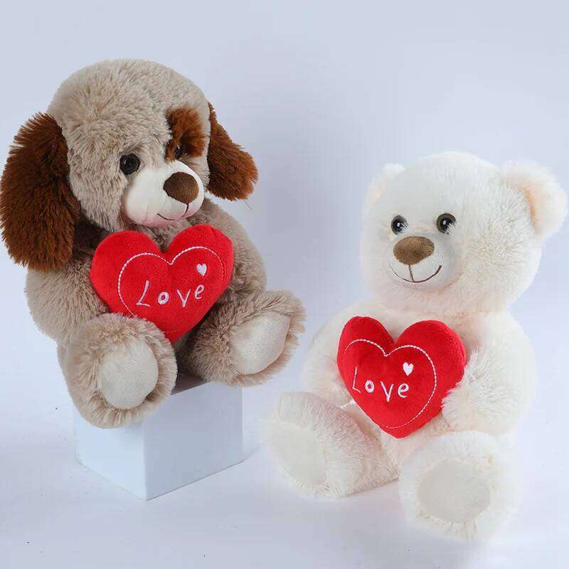 30cm Valentine's Day Plush Toy - CuteLove Dog & Love Bear Soft Stuffed Animal Gift for Her, Girlfriend, Kids Sofa Decor Y260128
