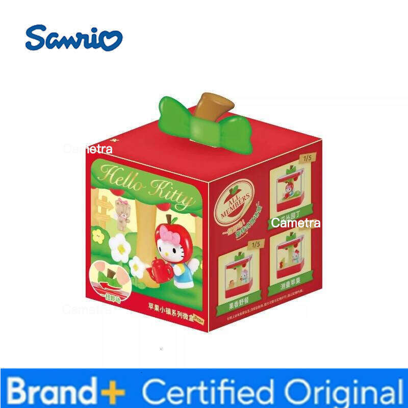 Sanrio Cartoon Trendy Apple Town Series Blind Box Figure Desktop Ornaments Cute Hellokitty Peripheral Toys Decoration Gifts H260128