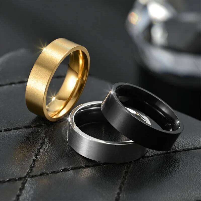 6MM Matte Simple Stainless Rings Frosting Gold Black Color Titanium Steel Ring Women Men Wedding Band Jewelry For Gift XJ260127