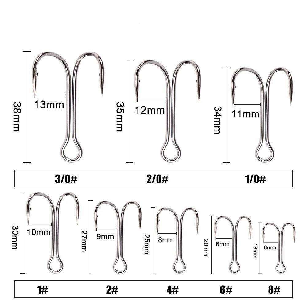 FTK 20PCS High Carbon Steel Duple 1/2/4/6/8# Double Fishing Hooks Barbed Carp Fishhook For Soft Worm Lure Z260128