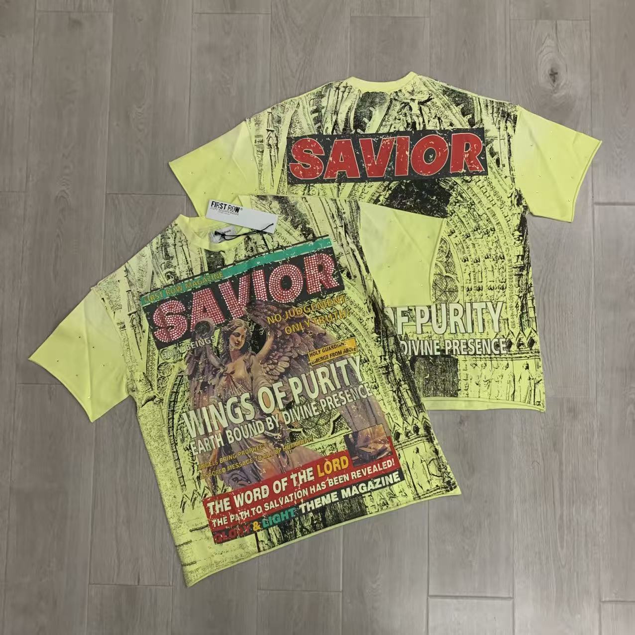 Men's T-shirts FIRST ROW High-end Cotton Short Sleeves Graphics Street Hip-hop Gothic Summer Prints Harajuku Short-sleeved Cotton Oversized Vinta