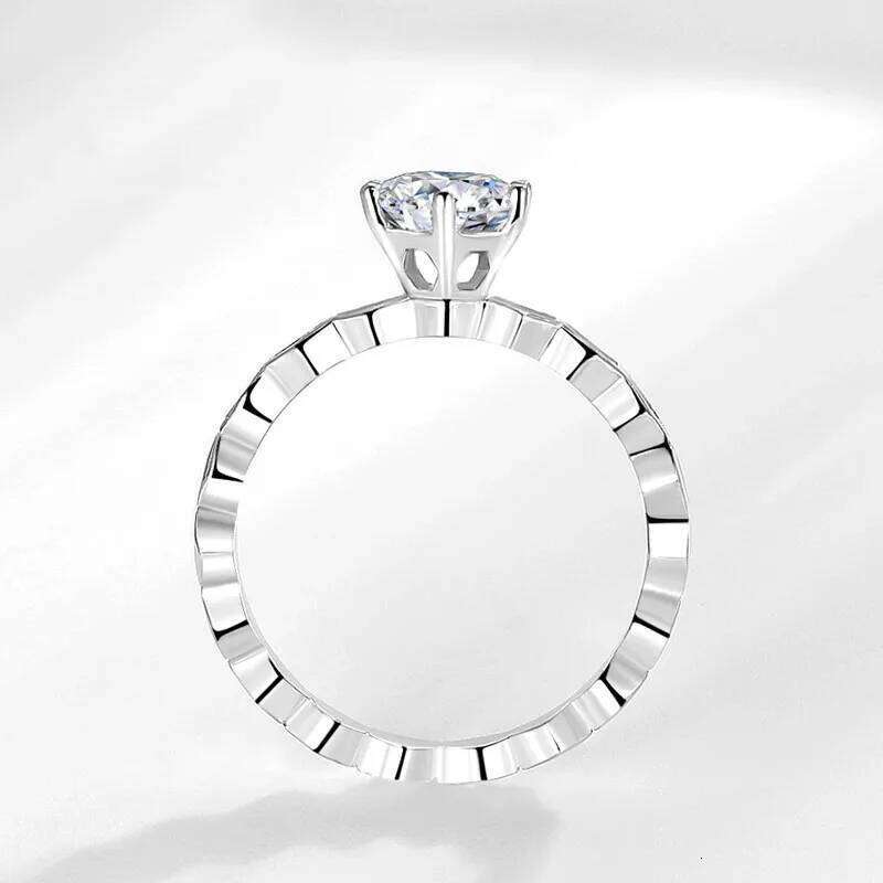 925 Sterling Silver Rings for Women Luxury 7mm Clear Cubic Zirconia Wedding Ring Vintage Fine Jewelry Gift Female XJ260127