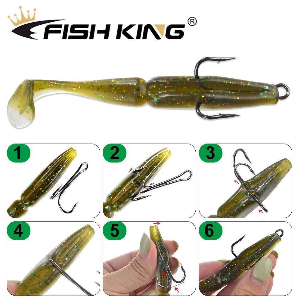 FISH KING 20pcs/pack Double Fishing Barbed Carp Fishhook For Soft Worm Lure High Carbon Steel Duple Hooks Z260128