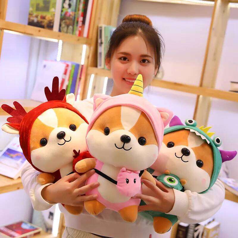 Cute transforming squirrel plush toy dinosaur moose bee doll for kids Y260128