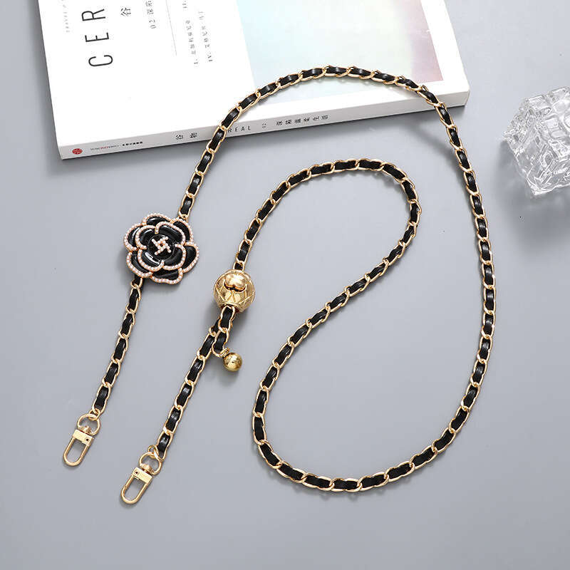 Camellia Crossbody Bag Chain Adjustable Strap Leather Pendant Hand-Woven Replacement Chain