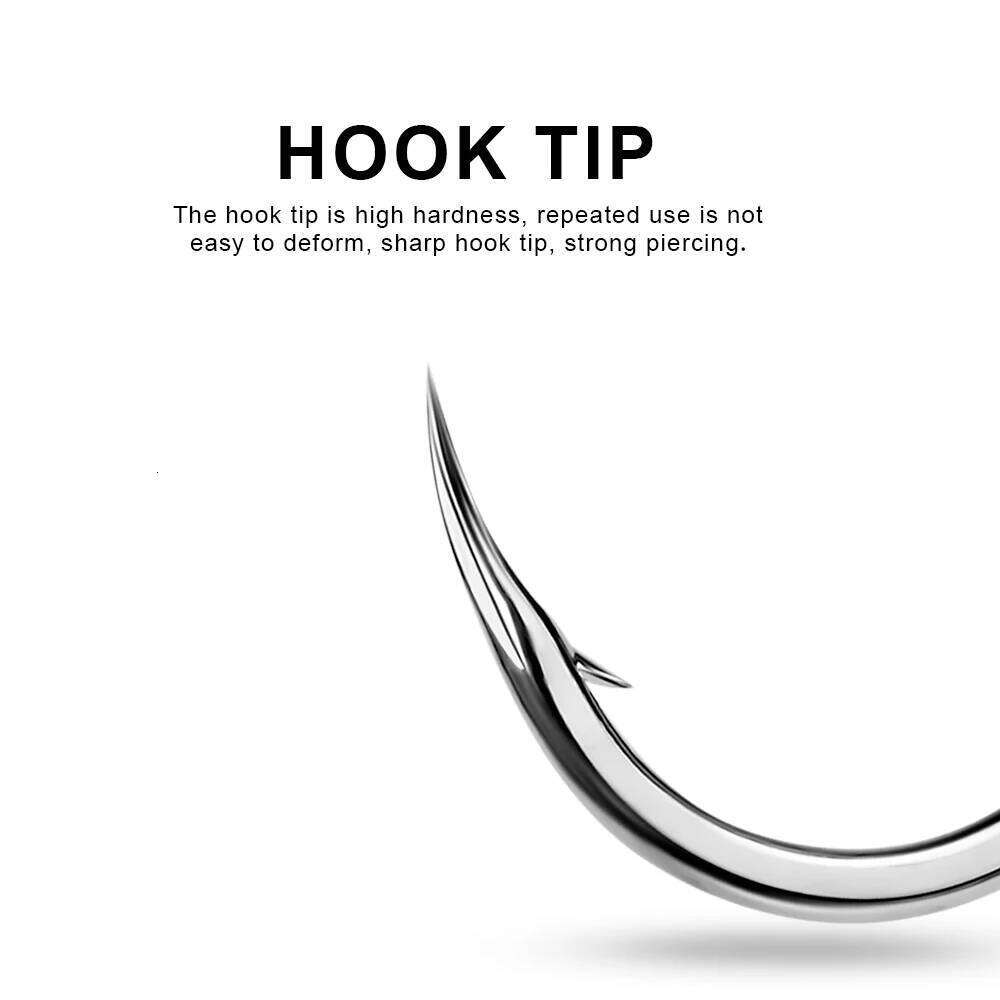 PROBEROS 10PCS Fishing Hooks 1/0-2/0-3/0-4/0-5/0# Jig Big Eye Fishhooks Tin Color Barbed Single Hook High Carbon Steel Peche Z260128