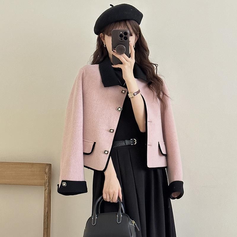 Women's Jackets Tweed Elegant Coat With Pockets Single-breasted Cardigan Short Jacket Loose Outwear For Women Autumn Winter Jacket S-XL