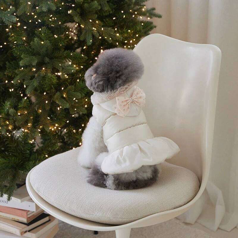 Pet Thick Coat Autumn/Winter Christmas New Year Small Dog Schnauzer Teddy Bow Hat Cotton Jacket Puppy Clothes XJ260127