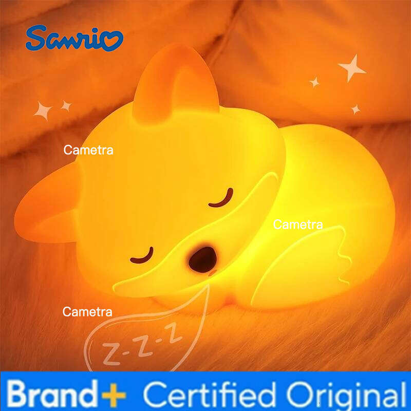 Sanrio Fox Night Light, Squishy Silicone Lamp Novelty Gifts, Rechargeable Dimmable Timer Bedside Touch Nightlight for Breastfeeding H260128