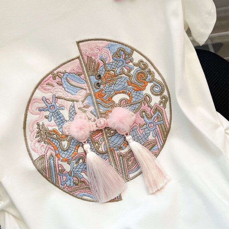 2025 Summer National Fashion Niche Retro Hollow Embroidery New Chinese Style Button Slimming Short Sleeve T-Shirt For Women