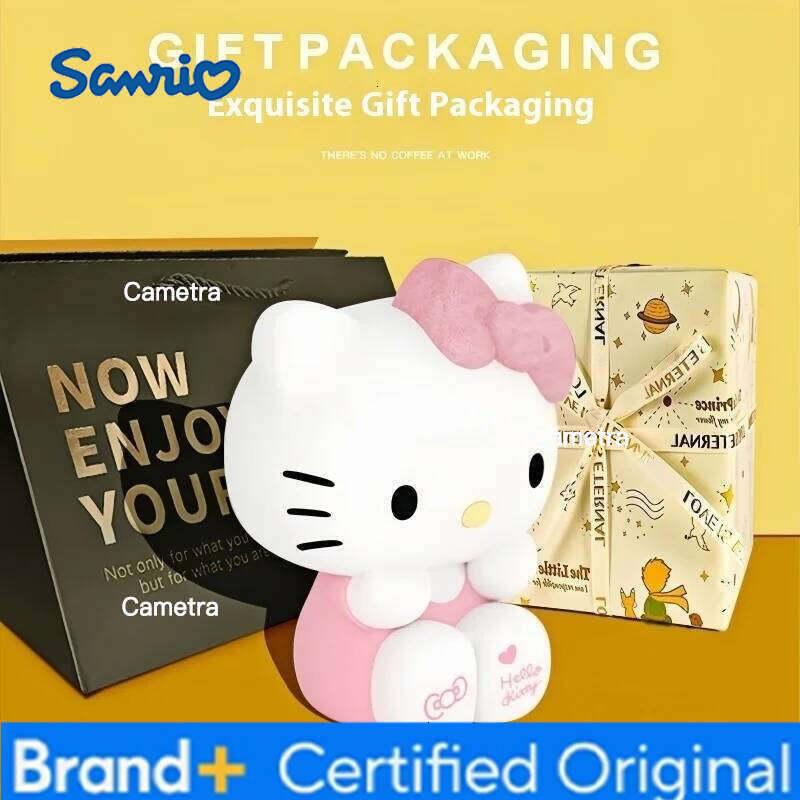 Sanrio New Kt Cat Touch Night Light Kawaii Bedside Lamp Cute Anime Decoration For Girls Room Gift With Soft Glow H260128