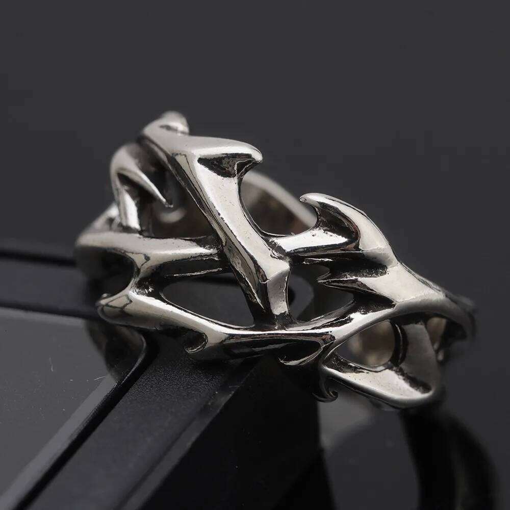 Creative Retro Irregularity Thorns Stainless Steel Opening Rings Gothic Punk Finger Ring for Men Women Personality Jewelry Gifts XJ260127