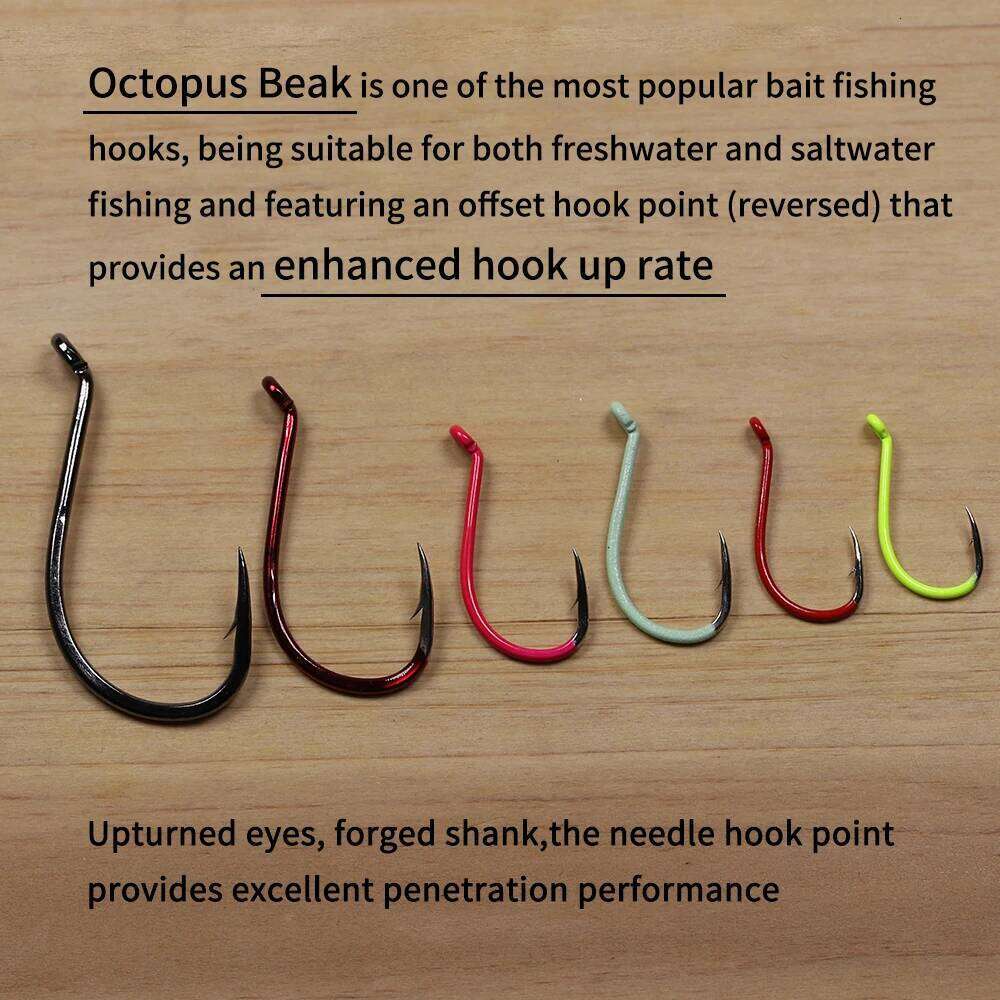 Ellllv #10 - 10/0 Luminous Octopus Beak High Carbon Steel UV Fluo Offset Fishhook Saltwater Fishing Bait Hook Black Green Orange Z260128
