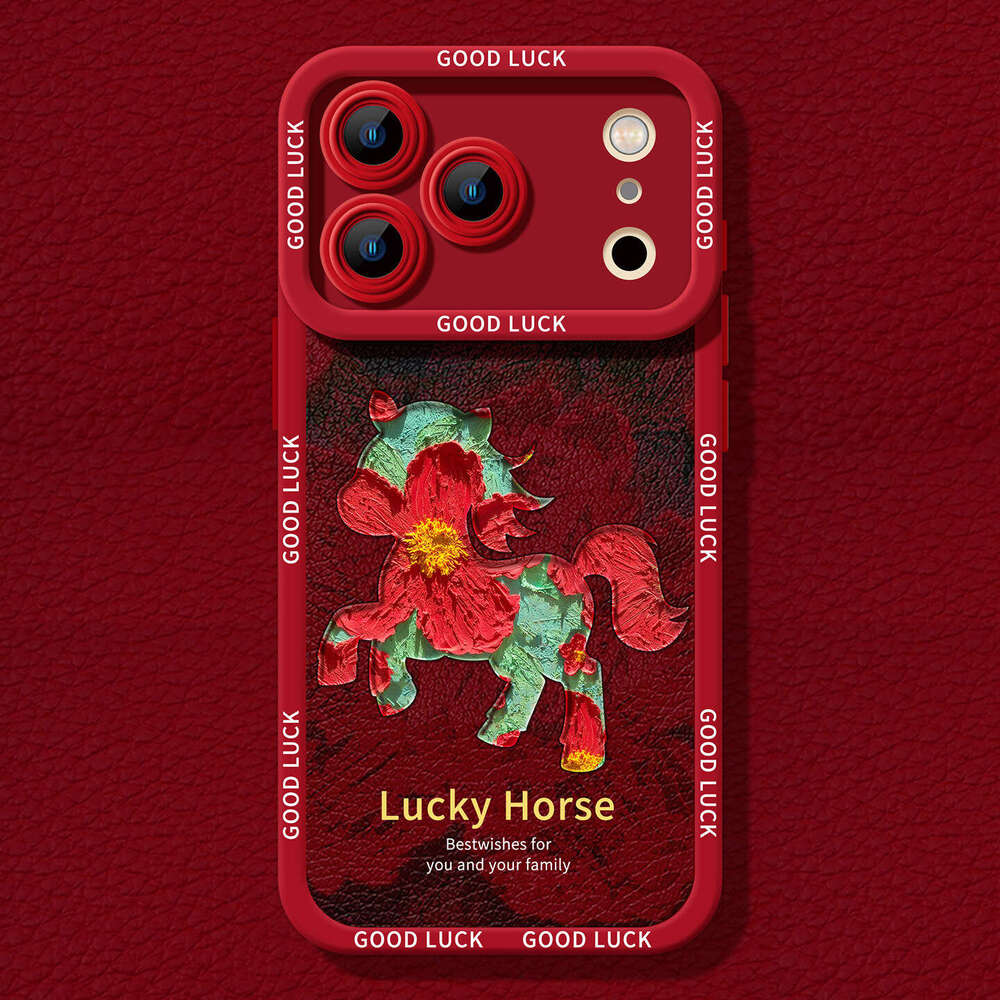 Compatible with Apple Pro Max Phone Case of the Horse 16 Zodiac Year 15 Plus High-End Leather Texture 14 Protective Cover 17 S260128