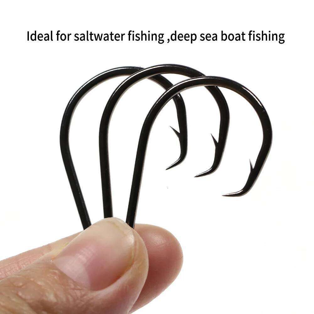 Elllv 20pcs Saltwater Fishing Inline Circle Hook Black Nickel Strong Fishhook 1 1/0 2/0 3/0 4/0 5/0 6/0 7/0 8/0 9/0 10/0 Z260128