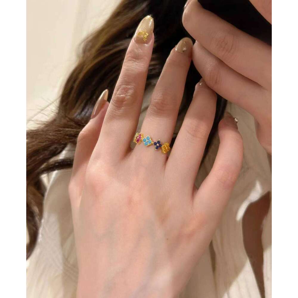 Flower Ring Rainbow Enamel Jewelry Suitable for Daily Wearing