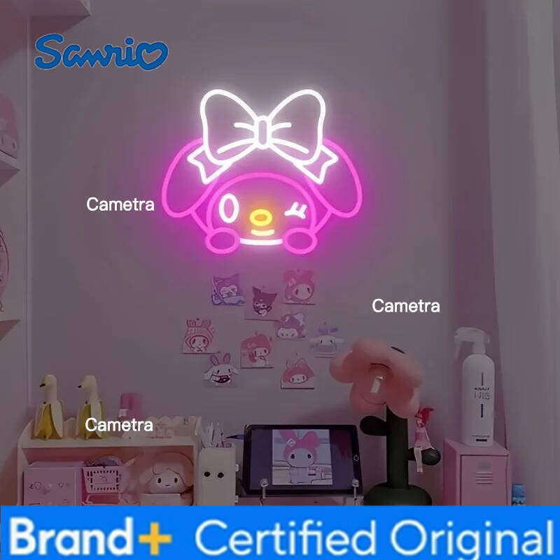 Sanrio My Melody Sign Light Cute LED Neon Lamp Pink Bow USB Powered Bedroom Teen Room Wall Decor Gift for Girls Boys Dimmable H260128