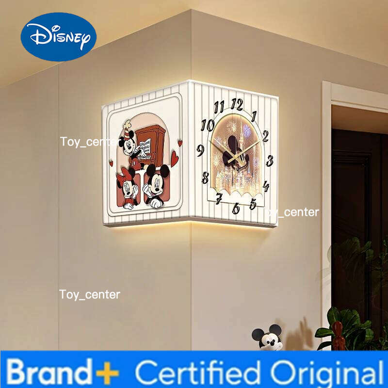 Disney Nordic Cream Style Mickey Corner Home Living Room Decoration Wall Painting Mute Digital Clock H260128