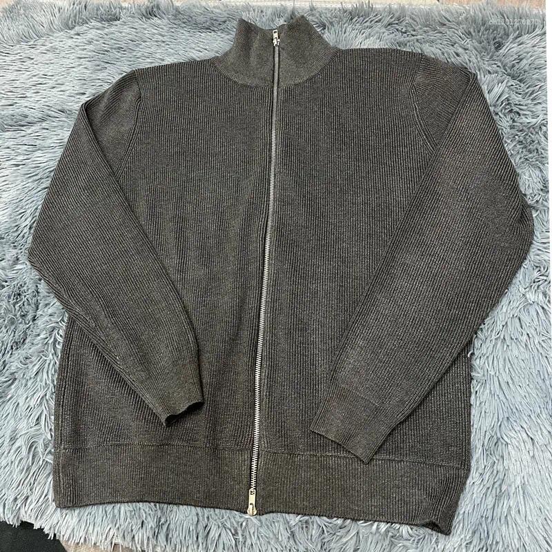 Men's Jackets Autumn Winter Men Loose Casual Knit Sweater Zipper Semi High Neck Long Sleeve Cardigan Lazy Comfortable Warm Fashion Top