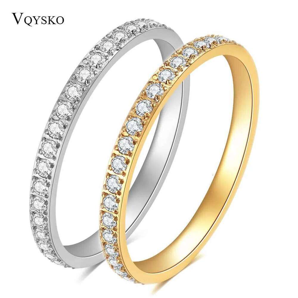 Full Small CZ Zircon Channel Setting Stainless Steel Engagement Rings for Women XJ260127