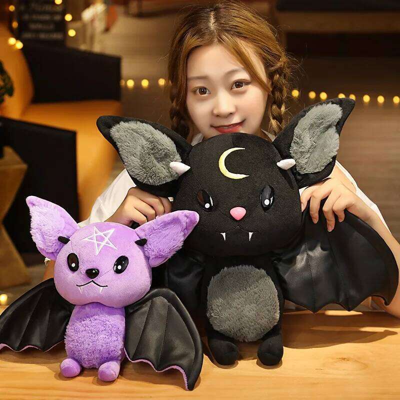 Plushy Four-color Demon Bat Cartoon Soft Model Kids Christmas Halloween Holiday Gifts Horror Style Home Deco Y260128