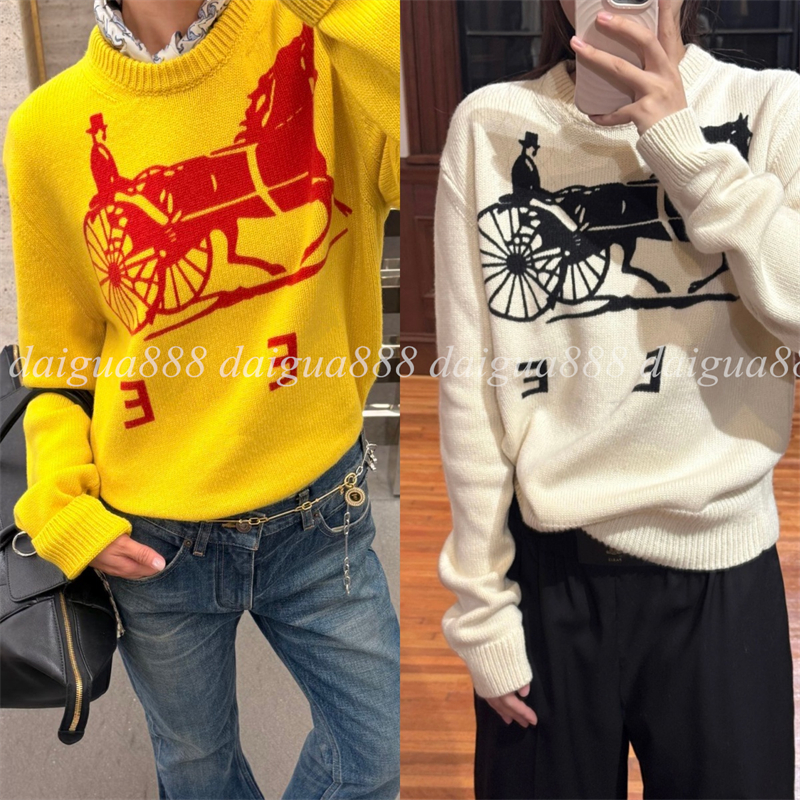 Women Crew Neck Sweaters Fashion Knitswear Trendy Pullover Sweater 34640