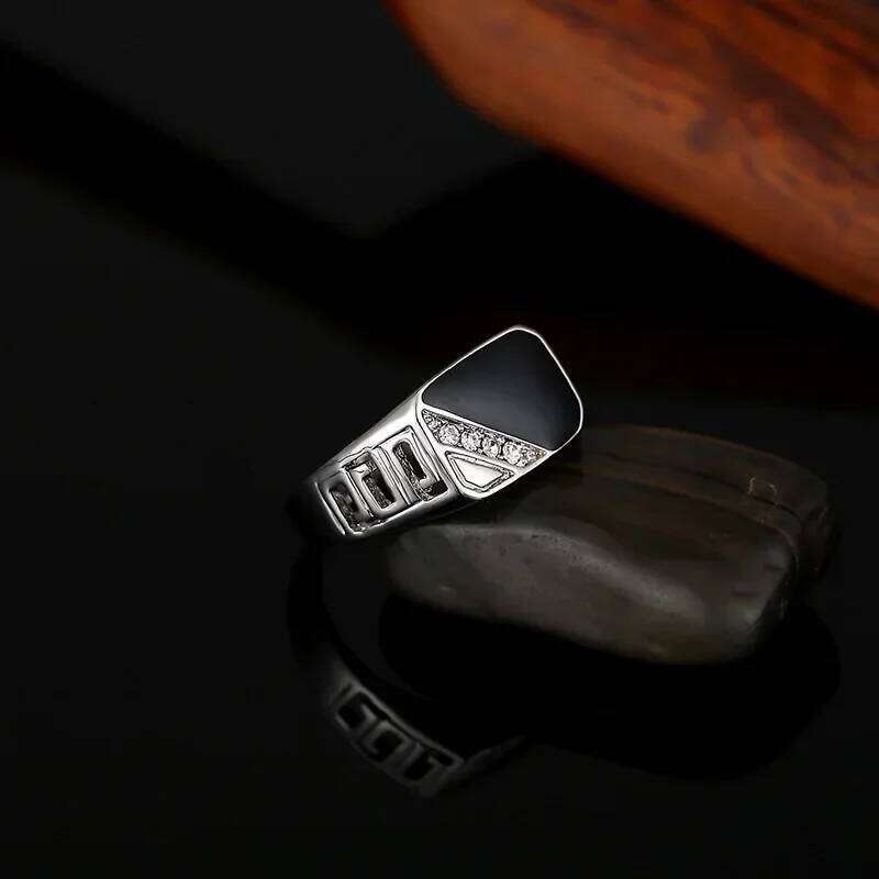 New Metal Glossy Rings for Men Geometric Width Signet Square Finger Punk Style Fashion Ring Jewelry Accessories Anillo Hombre XJ260127