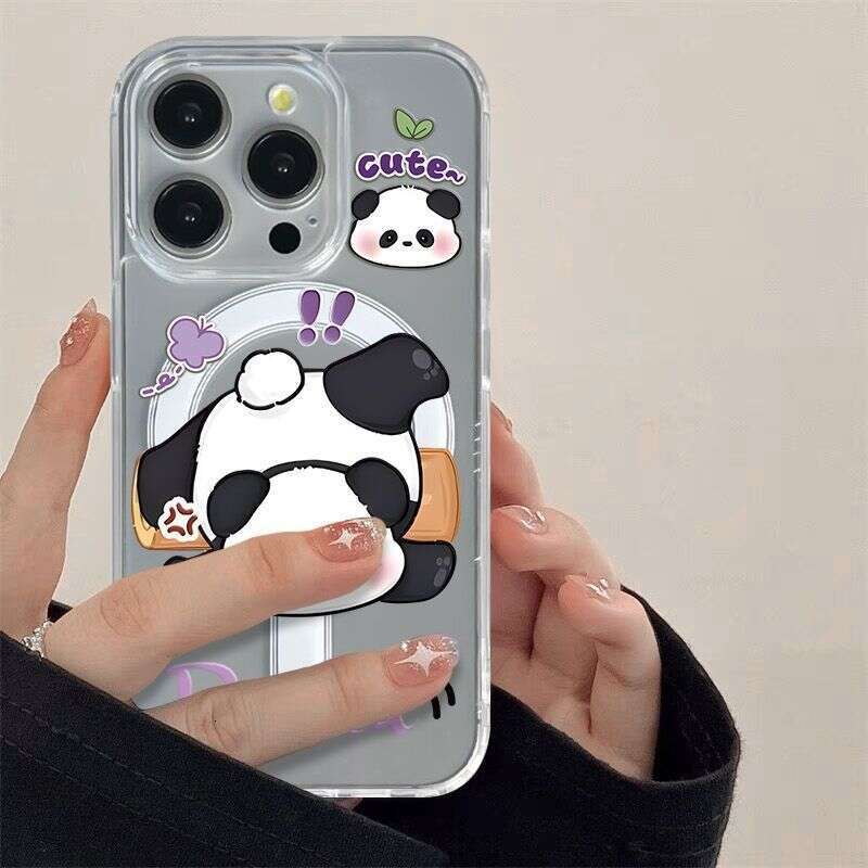 Playful Panda Compatible with Apple 17PRO Phone iPhone 16PRO Magnetic 15 Cute 14 Hard Case 13 Adorable S260128