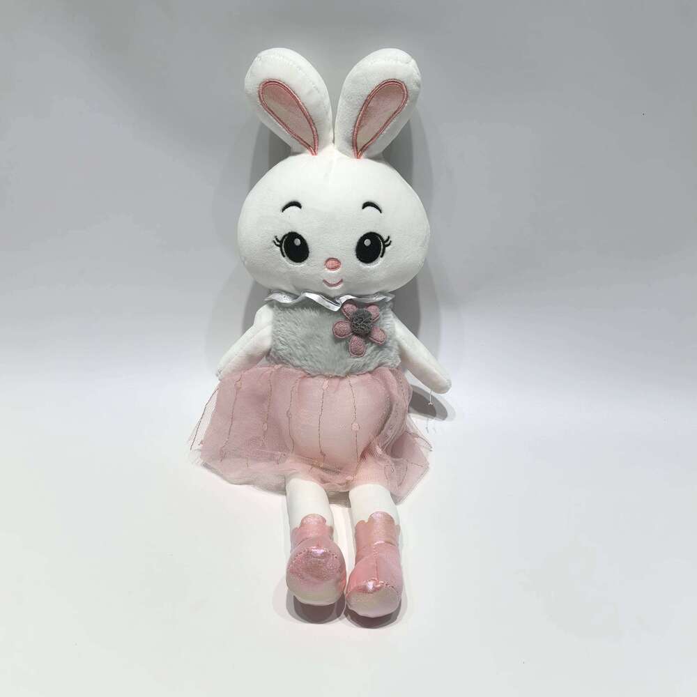 Stuffed animal doll girly heart tutu skirt long ear pink aire rabbit plush toy Y260128