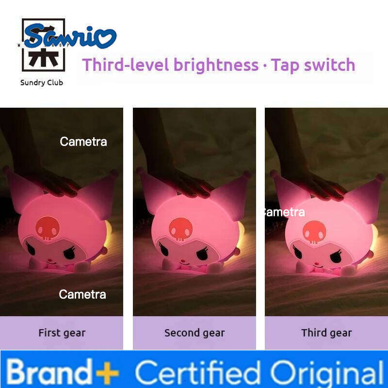 Sanrio Kuromi Lying Posture Patting Lamp Bedside Cartoon Desktop Night Light Decoration Girl Birthday Gift Kids Toy Anime Peripherals H260128