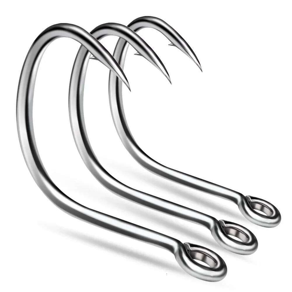 Ring Eye Fishhooks Hook Silver Barbed Circle Fly Fishing Sharp Carbon Steel Tackle Accessories Worm Hooks Z260128