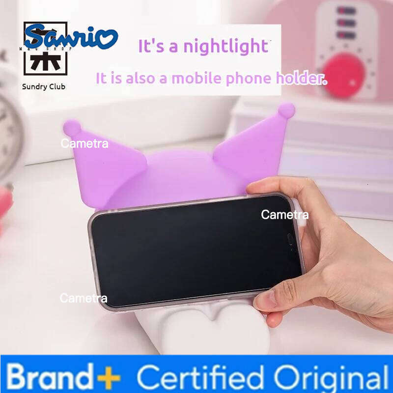 Sanrio Kuromi Lying Posture Patting Lamp Bedside Cartoon Desktop Night Light Decoration Girl Birthday Gift Kids Toy Anime Peripherals H260128